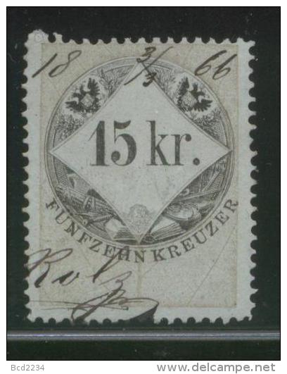 AUSTRIA 1866 REVENUE 15KR ON THICKER BLUE PAPER NO WMK PERF 12.00 X 12.00 BAREFOOT 122 (A) - Steuermarken