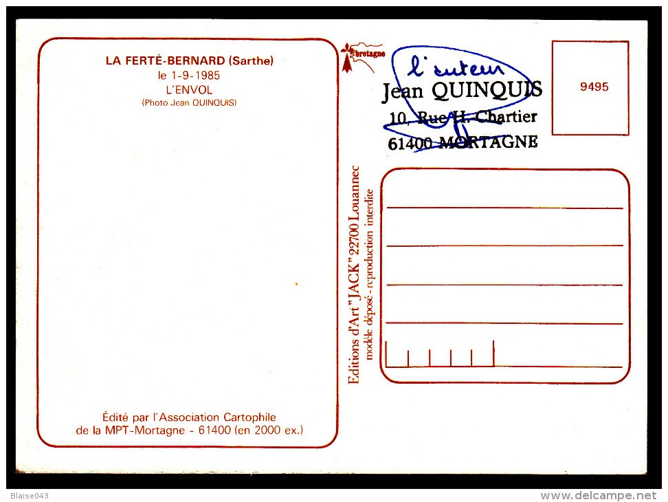 CPM 72 - LA FERTE BERNARD - Championnat De Montgolfière - L'Envol - Carte Signée - La Ferte Bernard