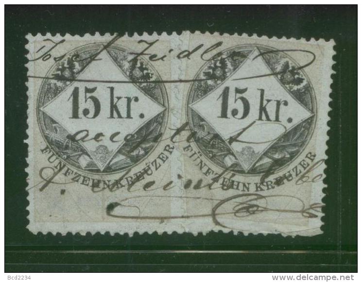 AUSTRIA 1866 REVENUE 15KR ON THICKER BLUE PAPER NO WMK PERF 12.00 X 12.00 BAREFOOT 122 (A) - Steuermarken