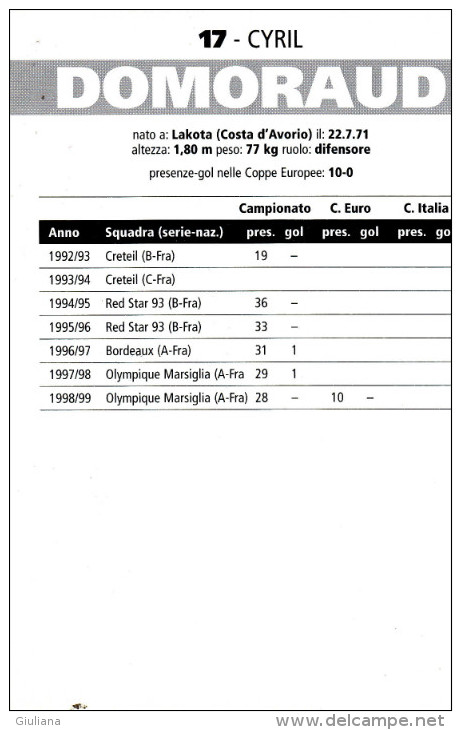 Cartolina Autografata "Cyril Domoraud" Inter F.C. - Authographs