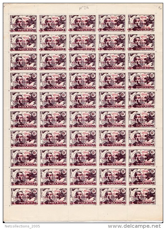 TIMBRE NEUF INDOCHINE N°24 EN FEUILLE  15c Surchargée 30XU VIET-NAM Dan Chu Cong-hua " BUU-CHINH " - Unused Stamps