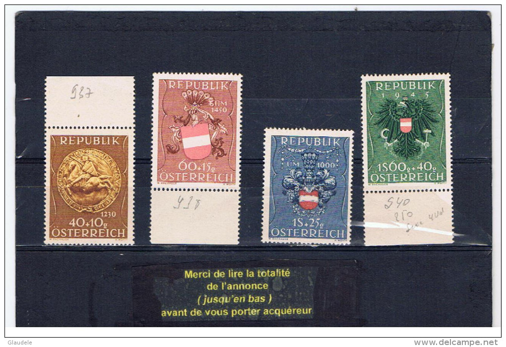 Autriche:serie  4 Timbres 1945 - Neufs