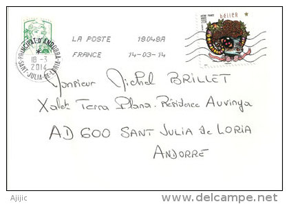 Signe Belier & Marianne De Ciappa, Sur Lettre Adressée En Andorre, Avec Timbre à Date Arrivée Recto Enveloppe. - Astrologie