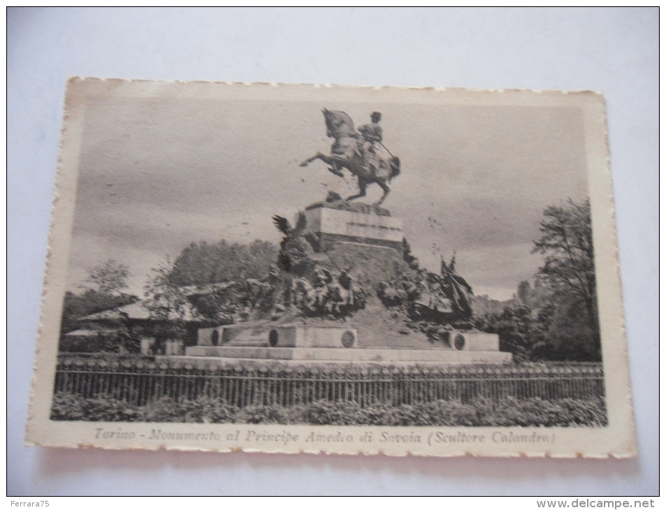 CARTOLINA POSTALE TORINO MONUMENTO AL PRINCIPE AMEDEO DI SAVOIA VIAGGIATA - Multi-vues, Vues Panoramiques