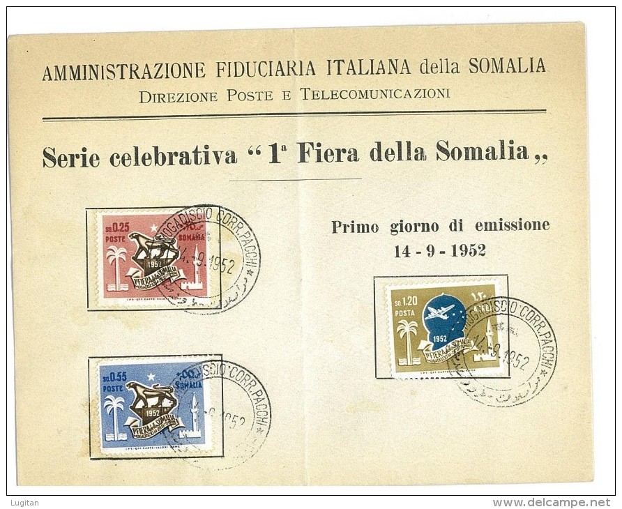 SOMALIA ITALIANA - FDC - 1952 Trade Fair - Somalia