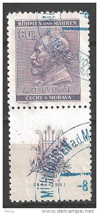 1941 60h Dvorak, Vertical Tab Used - Used Stamps