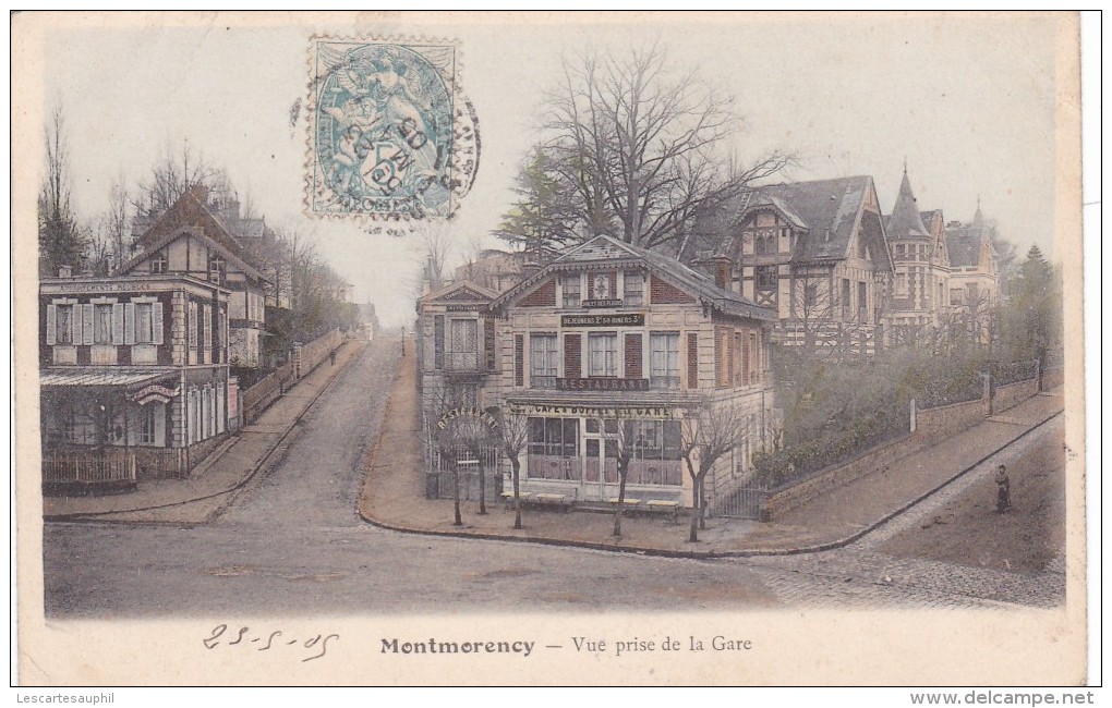 Montmorency Colorisee Vue Prise De La Gare Café Buffet De La Gare 1905 - Montmorency