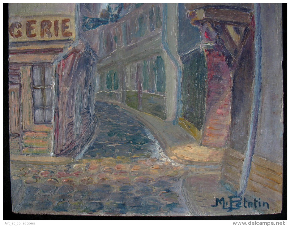 Huile Sur Panneau « Tour De L’Orfèvre De Troyes » Signée De M. Petetin - Oleo