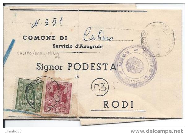 1944 Colonie - Egeo - Piego Da Calino Per Rodi  - Rarità - Egée (Calino)