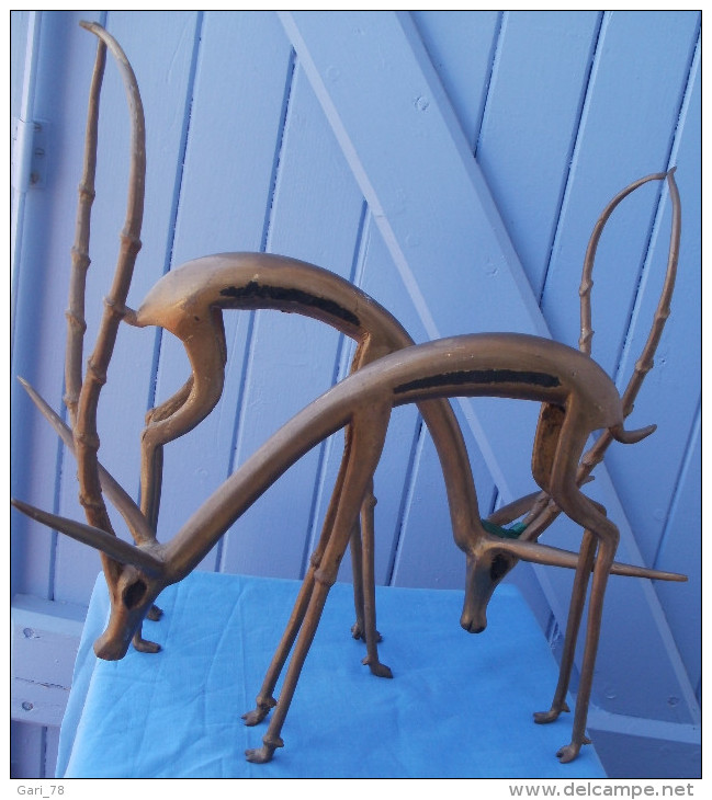 Paire D'ANTILOPES En Bronze Hauteur 37 Cm - Bronzes