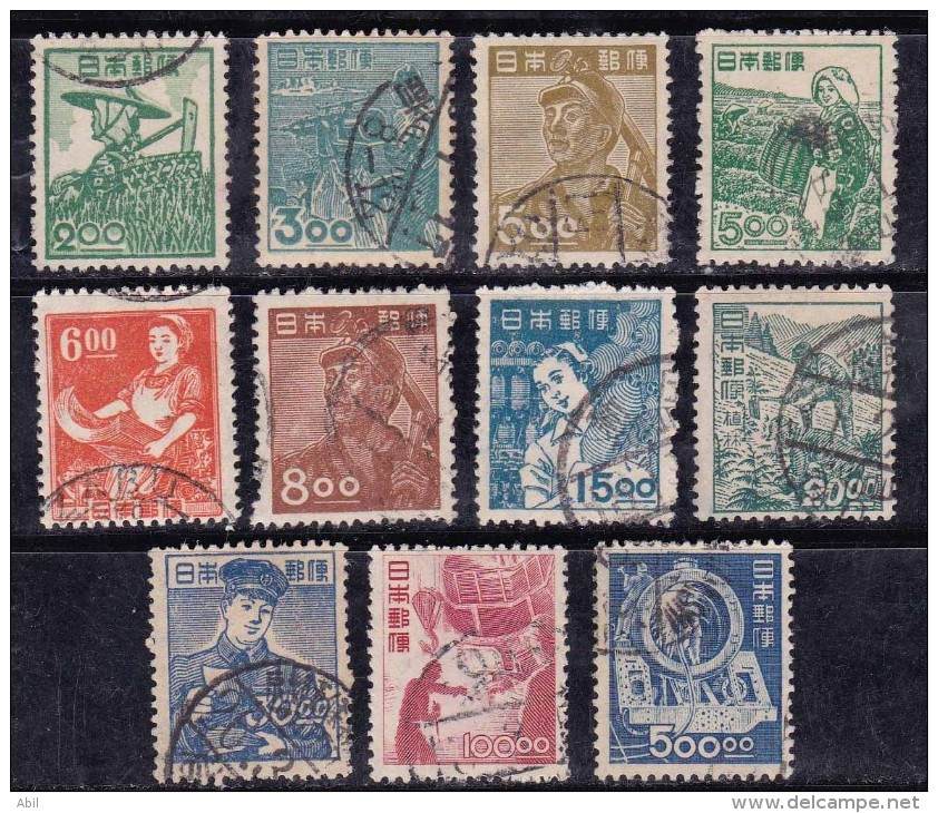 Japon 1948-1949 N°Y.T. :   392 à 402 (fil C.) Obl. - Used Stamps