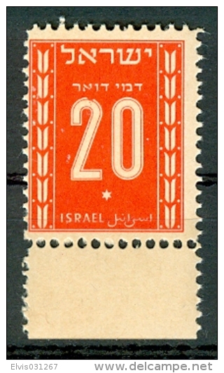 Israel - 1949, Michel/Philex No. : 6, - ERROR "Broken 2" Portomarken - Full Tab - MNH - *** - - Imperforates, Proofs & Errors