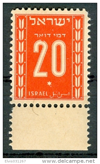 Israel - 1949, Michel/Philex No. : 6, - ERROR "Broken 2" Portomarken - Full Tab - MNH - *** - - Non Dentelés, épreuves & Variétés