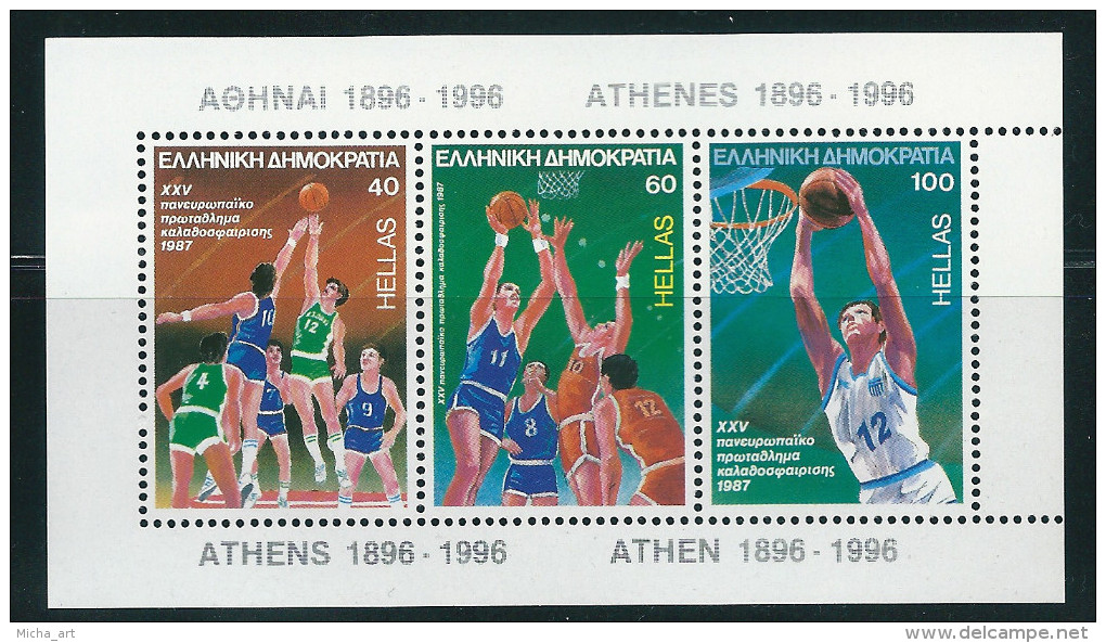 Greece 1987 European Basketball Champioship M/S MNH T0873 - Blocs-feuillets