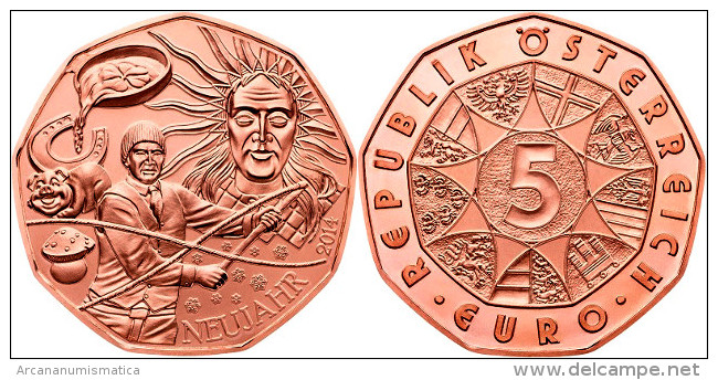 Austria 5 Euros 2.014 Cobre "Neujahr" SC/UNC   T-DL-10.817 - Oesterreich