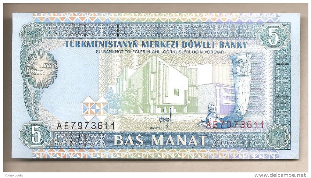 Turkmenistan - Banconota Non Circolata Da 5 Manat - Turkménistan