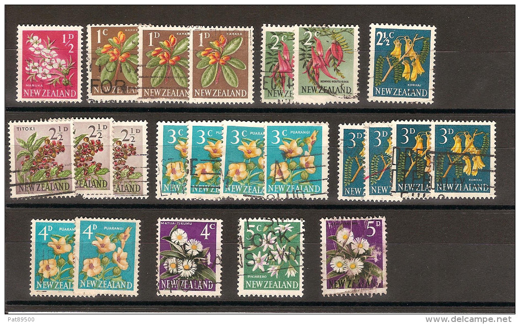 VRAC / NOUVELLE-ZELANDE / Lot De 23  Timbres Oblitérés Avec  Doublons  (theme Fleurs) - Collections, Lots & Series