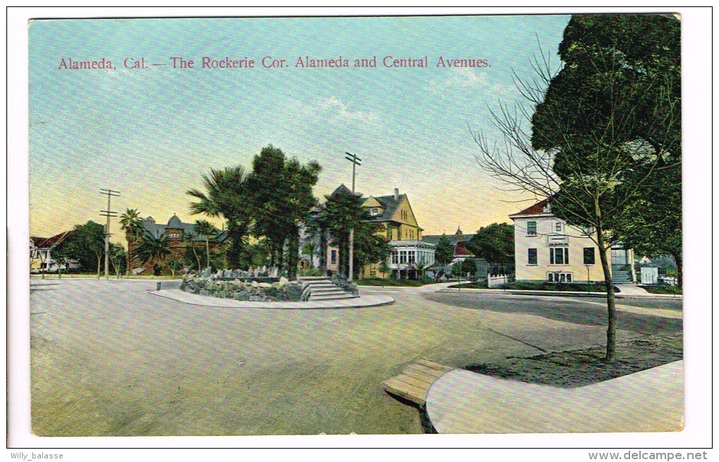 "Alamdea, Cal - The Rockerie Cor. Alameda And Central Avenues" Color - Oakland