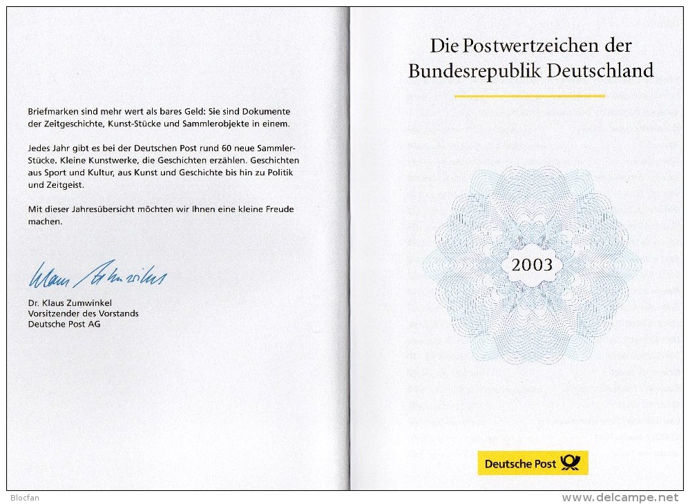 Leeres Jahrbuch 2003 Deutschland Ohne Schwarzdruck ** 25€ Album Neu Mit Beschreibung BRD Year-stamp Document Of Germany - Sonstige & Ohne Zuordnung