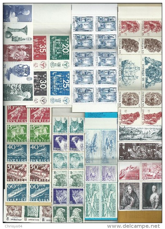 Lot De 9 Carnets De Timbres Neufs De Suede Des Années 70 - Nuevos