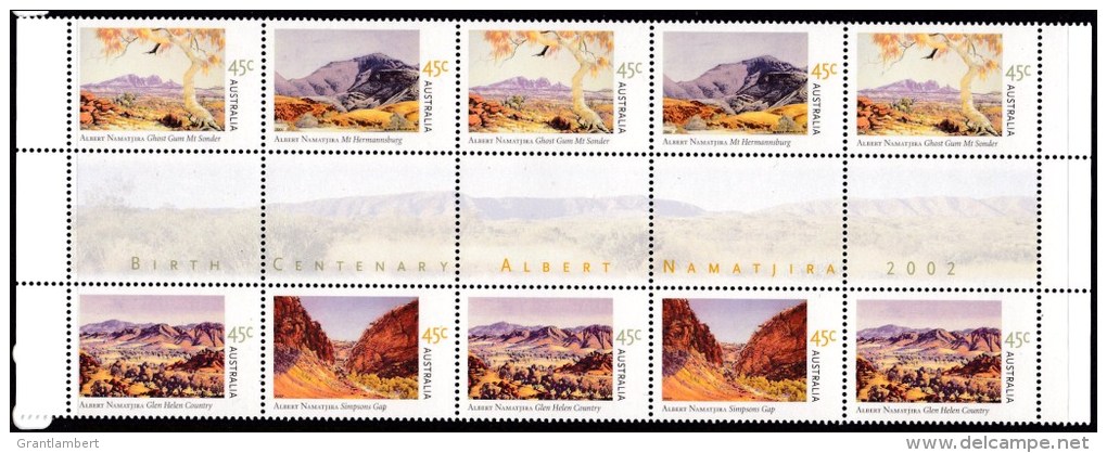 Australia 2002 Namatjira Paintings - Birth Centenary 45c Gutter Block Of 10 MNH - Mint Stamps