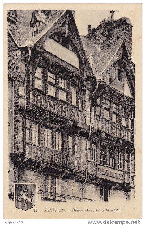 Cp , 50 , SAINT-LÔ , Maison Dieu , Place Gambetta - Saint Lo