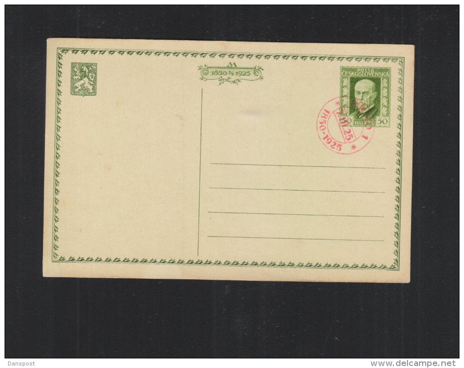 Czechoslovakia Stationery 1925 Special Cancellation - Cartes Postales