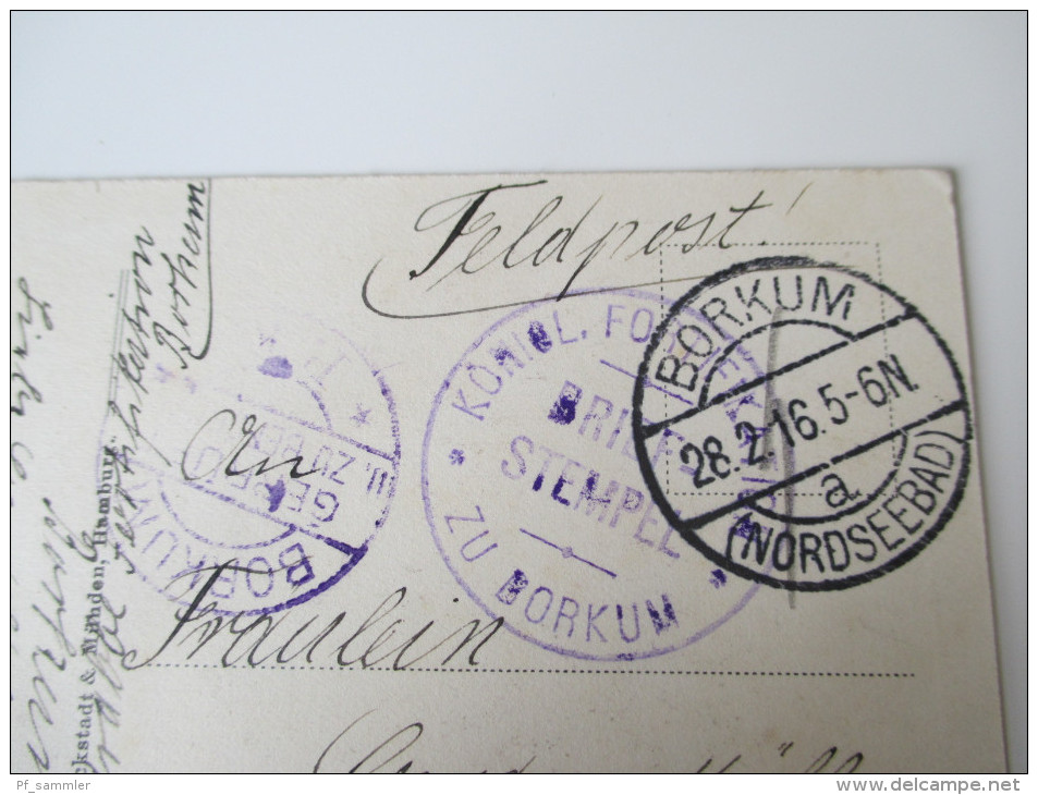 AK / Bildpostkarte 1916 Borkum Meereszauber Stempel: Geprüft U. Zu Befördern / Königl. Fortifkation Zu Borkum - Borkum