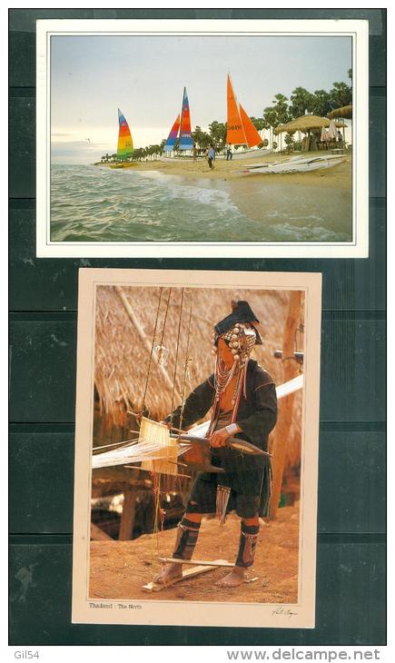 Lot De  4  Cartes Postales   Affranchies Par Timbre De Thailande Toutes époques Confondues , ( 3 Scans )  - Lm190 - Thaïlande