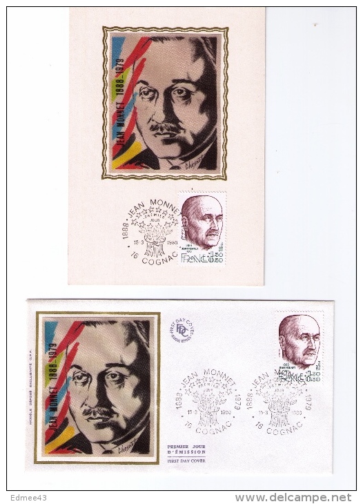 Lot De 3 Documents Philatéliques Premier Jour, Jean Monnet (1888-1979), Europe, Traité De Rome, 1980 - European Community