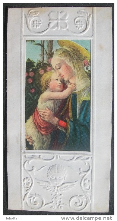 IMAGE PIEUSE Gaufrée Vers 1930 : VIERGE A L'ENFANT Botticelli HOLY CARD / SANTINO MADONNA COL BAMBINO - Images Religieuses