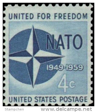 1959 USA NATO 10th Anniversary Stamp Sc#1127 North Atlantic Treaty Organization History - OTAN