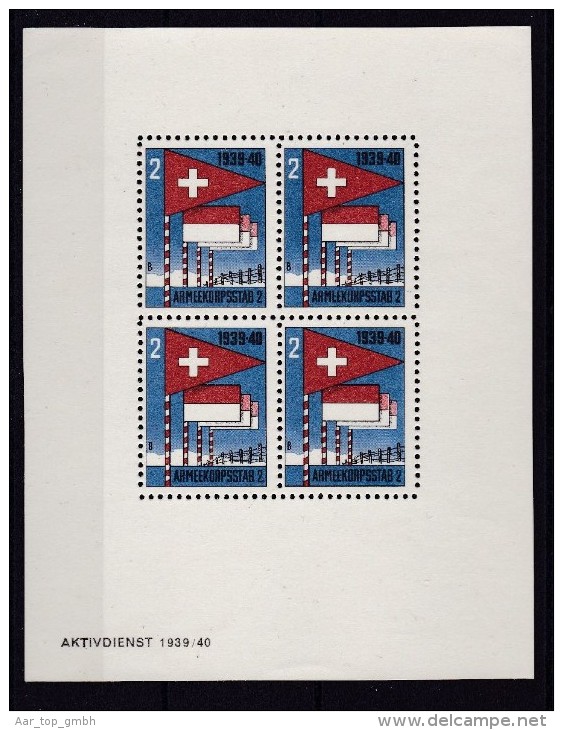 Schweiz Soldatenmarken 1939/40 Armeekorps Stab 2 Block * Ungebraucht - Vignettes