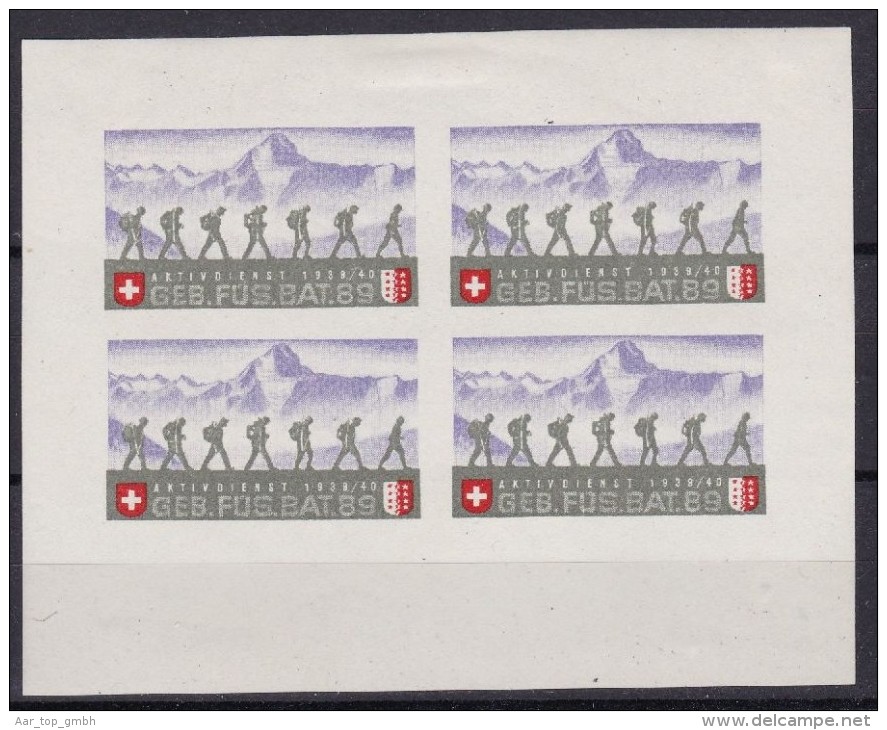 Schweiz Soldatenmarken 1939/40 Infanterie Block "Geb.Füs.Bat.89" * Falz - Vignettes