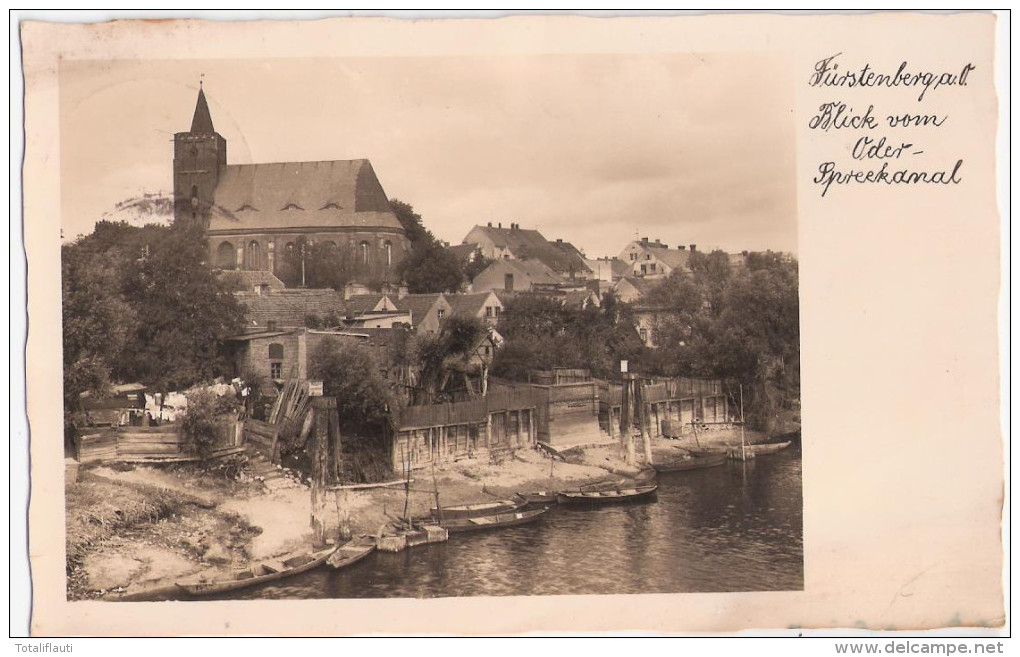 FÜRSTENBERG An Der Oder Blick Vom Oder Spreekanal Fischerei Kähne 27.3.1937 Gelaufen - Fuerstenberg