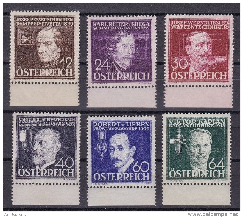 Österreich 1936 Satz Erfinder Mi#632-637 ** Postfrisch - Neufs