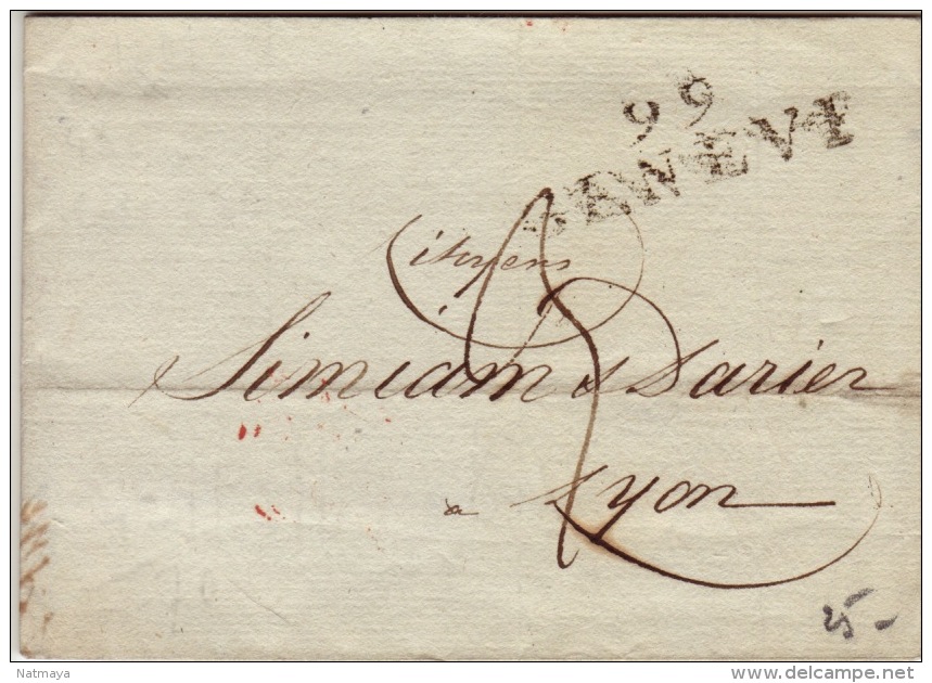 Suisse- 99 Genève - Lettre à Lyon - PD Tm3 N -1810 - ...-1845 Préphilatélie