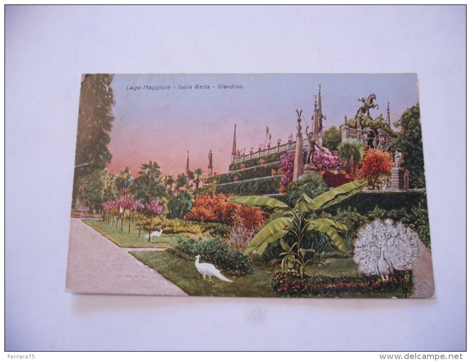 CARTOLINA POSTALE  ISOLA BELLA LAGO MAGGIORE GIARDINO+TIMBRO HOTEL PALLANZA  VIAGGIATA - Verbania