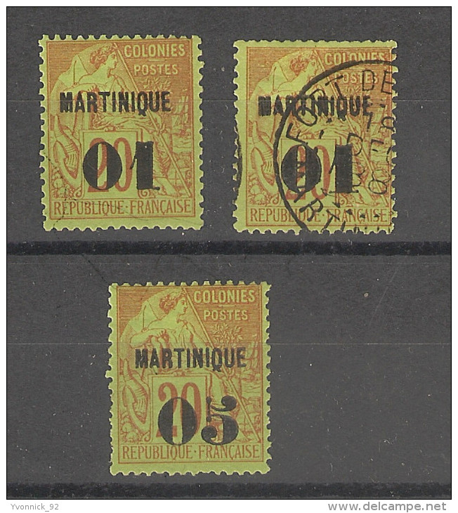 Martinique _colonies Surchargée 2x N°5+n°3  Sans  Mention De La Monnaie ( 1886 ) - Other & Unclassified