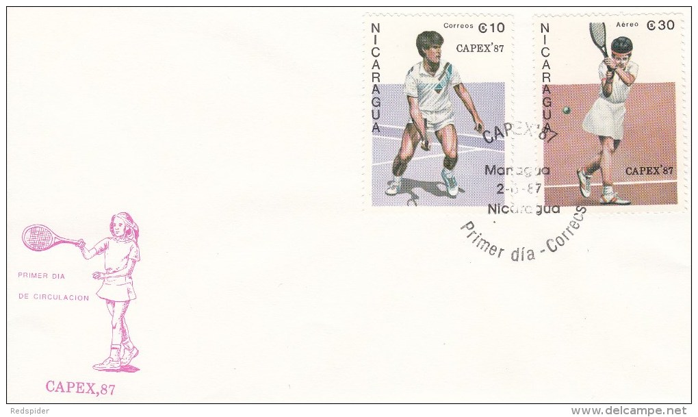 TENNIS, NICARAGUA, 1987, FDC / Special Postmark !! - Tennis