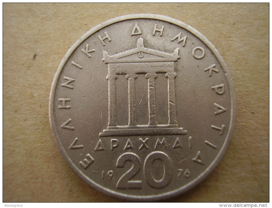 GREECE 1976  20 DRACHMA COIN  ´PERIKLIS´´ USED In FAIR CONDITION. - Grecia