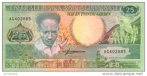 SURINAM  25 Gulden  Daté Du 09-01-1988   Pick 132 B        ***** BILLET  NEUF ***** - Suriname