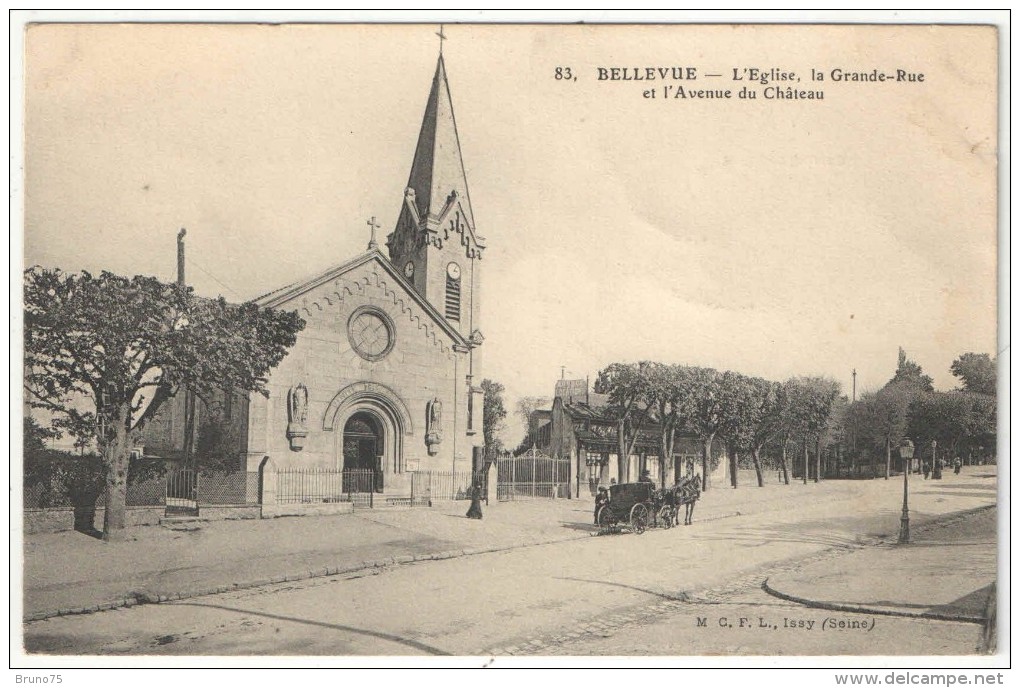 92 - BELLEVUE - L'Eglise, La Grande-Rue Et L'Avenue Du Château - MCFL 83 - Meudon