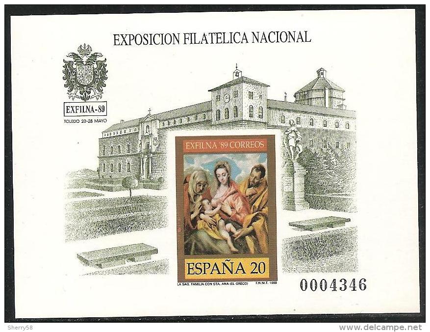 1989-PRUEBA Nº 19-MENOR DE 20.000-EXFILNA'89.TOLEDO. SAGRADA FAMILIA DE EL GRECO-NUEVO - Ensayos & Reimpresiones