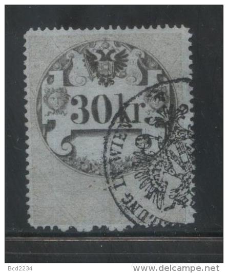 AUSTRIA 1860 REVENUE 30KR ENGRAVED BLUISH PAPER  NO WMK PERF 15.00 X 15.00  BAREFOOT 067 - Fiscale Zegels