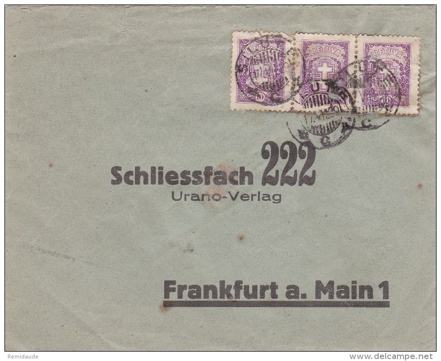 MEMEL - 1929 - ENVELOPPE De SILUTE (HEYDEKRUG) Pour FRANKFURT - Lituanie