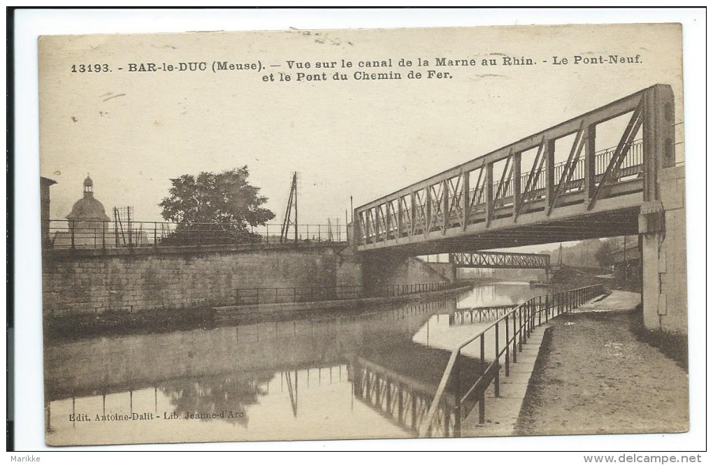 Bar Le Duc, Vue Canal De La Marne Au Rhin, Pont Neuf, Pont Du Chemin De Fer , 1942, Bon état, Voir Photos Recto Verso. - Bar Le Duc