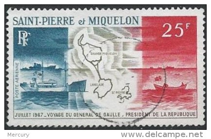 SAINT-PIERRE ET MIQUELON - 25 F. Voyage Du Général De Gaulle TTB - Usati