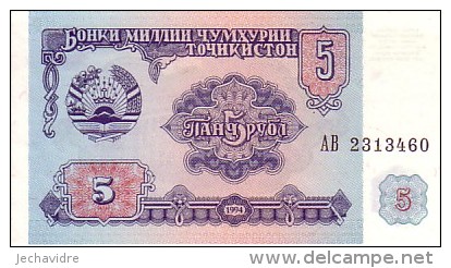 TADJIKISTAN  5 Roubles   Daté De 1994   Pick 2 A      ***** BILLET  NEUF   ***** - Tagikistan