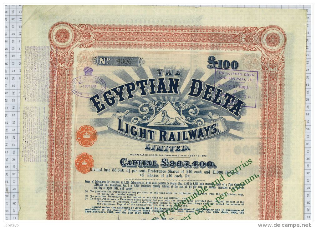 The Egyptian Delta Light Railways Limited, Tres Grand Format - Railway & Tramway